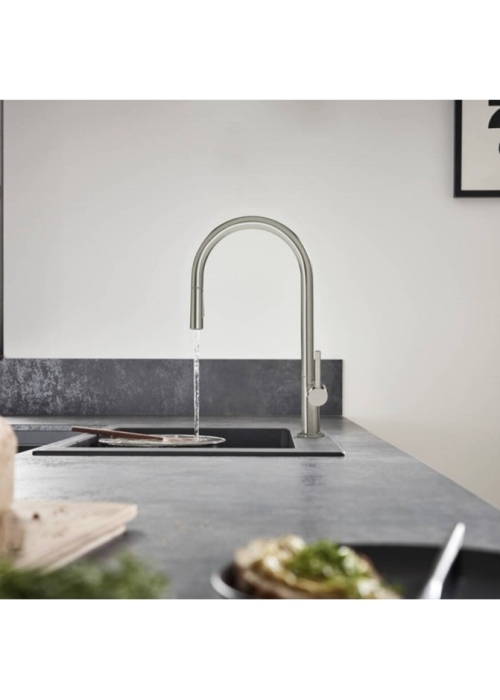 Змішувач Hansgrohe Talis M54 для кухонного миття з висувним душем Stainless Steel 72801800