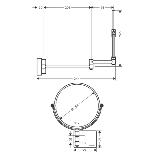 Дзеркало косметичне Hansgrohe AddStoris 41791000 хром