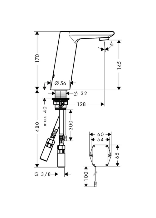 Электронный смеситель для раковины Hansgrohe Metris S 31100000