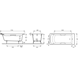 Ванна чугунная Jacob Delafon BIOVE 170x75 (E2938-00) с отверстиями для ручек