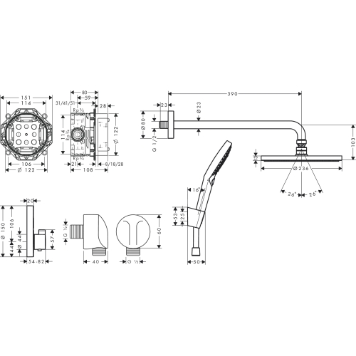 Душовий комплект Hansgrohe Raindance S 240 1jet ShowerSelect S 8 в1 Matt Black 27959670