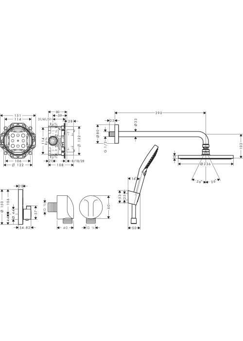 Душовий комплект Hansgrohe Raindance S 240 1jet ShowerSelect S 8 в1 Matt Black 27959670