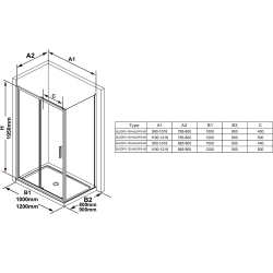 Неподвижная стенка для душа Ravak Blix Slim BLSPS-90 Чёрный TRANSPARENT X9BM70300Z1