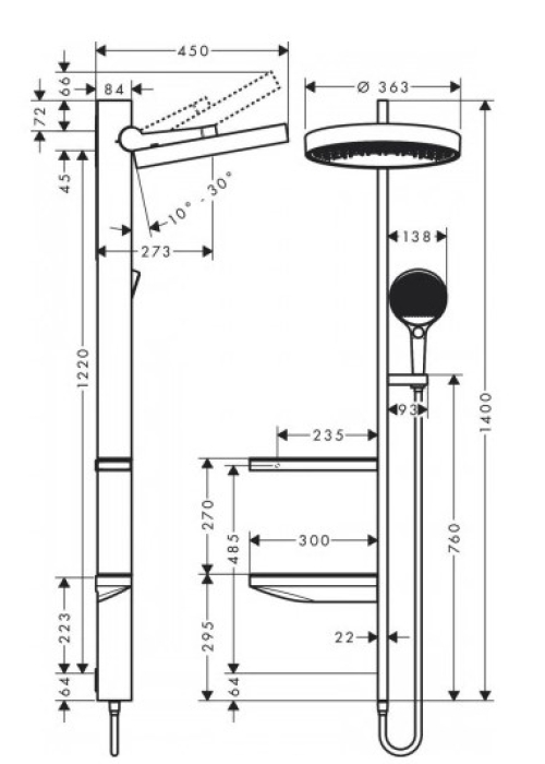 Душова система Hansgrohe Rainfinity Showerpipe 360 1jet 26842700