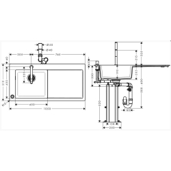 Кухонний комплект мийка із змішувачем Hansgrohe C51-F450-12, хром 43228000