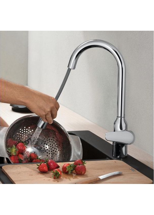 Смеситель для кухни Hansgrohe Focus M42 с выдвижным изливом Sbox Chrome 71820000