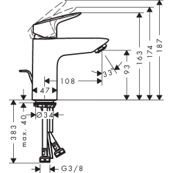 Змішувач для раковини Hansgrohe Logis 100 2Flow 71105000