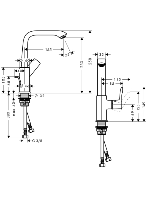 Смеситель для раковины Hansgrohe Metris, 31087000