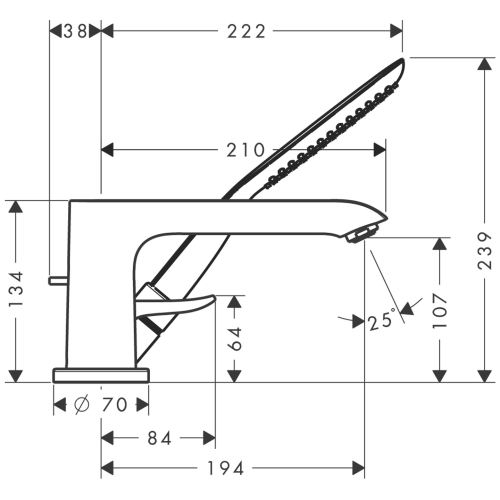 Змішувач на борт ванни Hansgrohe Metris, 31190000