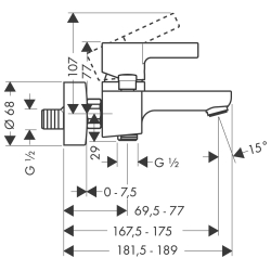 Змішувач для ванни Hansgrohe Metris S, 31460000