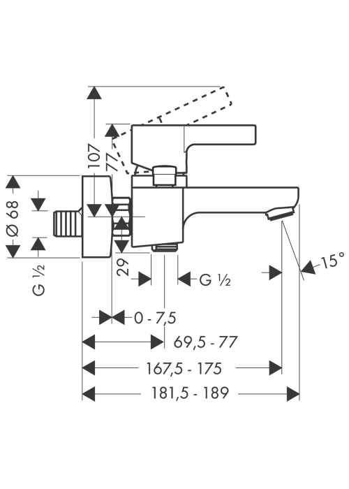 Змішувач для ванни Hansgrohe Metris S, 31460000