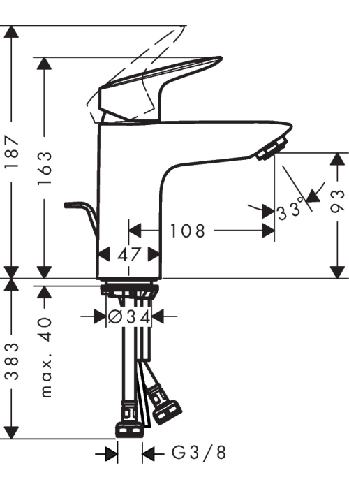 Змішувач для раковини Hansgrohe Logis, 71102000