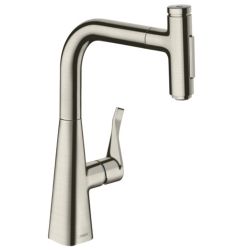 Змішувач для кухні Hansgrohe Metris Select 240 2jet з висувним зливом Sbox Stainless Steel Finish 73817800