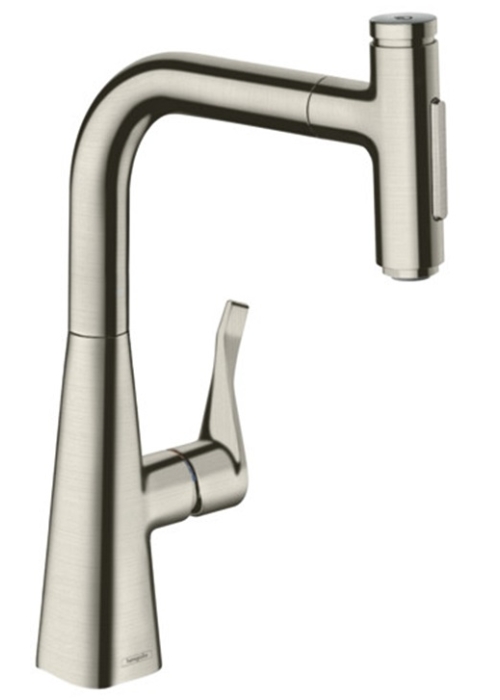 Змішувач для кухні Hansgrohe Metris Select 240 2jet з висувним зливом Sbox Stainless Steel Finish 73817800