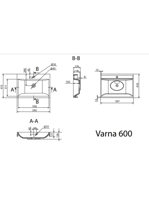 Умывальник Radaway Varna 60 (U124060-03-01)