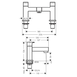 Смеситель на борт ванны Hansgrohe Vernis Shape 71452670 черный матовый