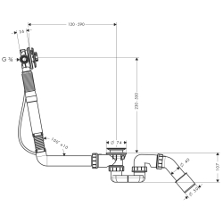 Сифон Hansgrohe Exafill S Basic для нестандартних ванн з наповненням 58116180