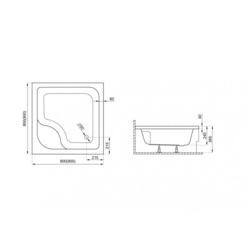 Піддон квадратний Polimat TAKO 90x90x24 00394