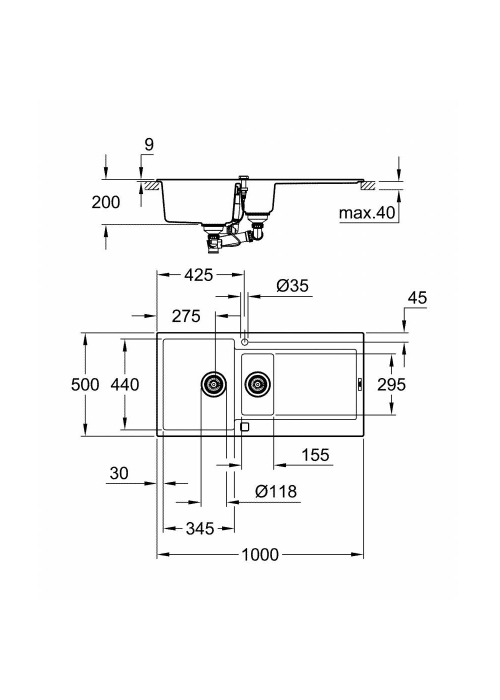 Кухонна мийка Grohe Sink K500 31646AT0