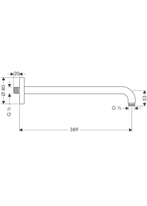 Кронштейн для верхнього душу Hansgrohe 389 мм Matt White 27413700