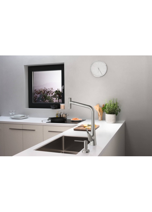 Змішувач для кухні Hansgrohe Metris Select 320 2jet з висувним зливом Sbox Stainless Steel 73816800