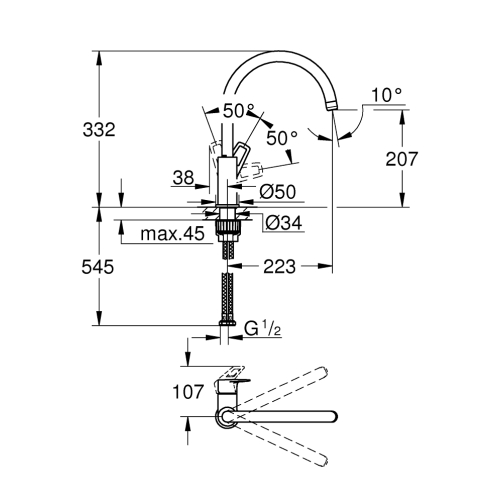 Змішувач для кухні Grohe BauLoop 31232001