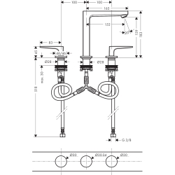 Змішувач для раковини на 3 отвори Hansgrohe Metropol Matt White 32515700