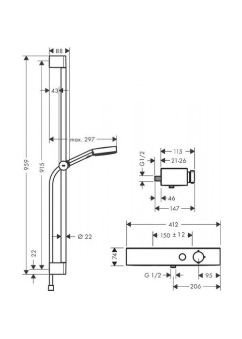 Душевой набор Hansgrohe Pulsify Select 105 3jet Relaxation 24270000 хром