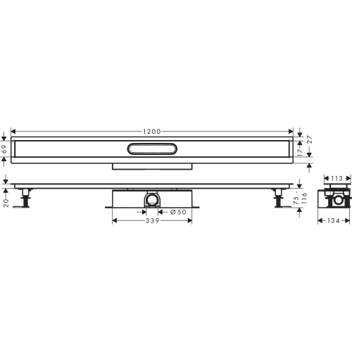 Монтажний комплект для каналів ø50 Hansgrohe uBox universal 1200 мм 56027180