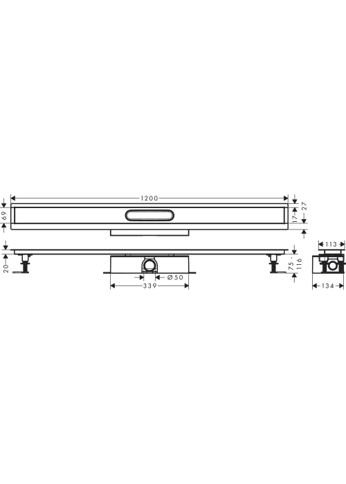 Монтажний комплект для каналів ø50 Hansgrohe uBox universal 1200 мм 56027180