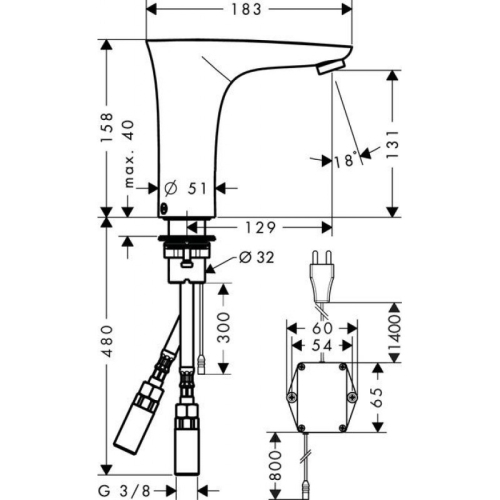 Електронний змішувач для раковини Hansgrohe PuraVida Chrome 15172000