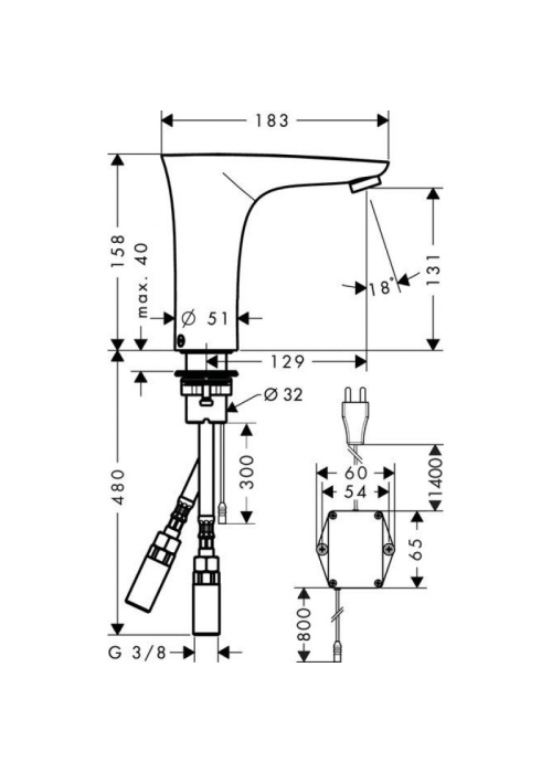 Электронный смеситель для раковины Hansgrohe PuraVida Chrome 15172000