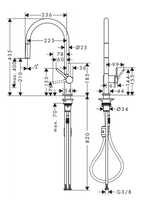 Змішувач Hansgrohe Talis M54 для кухонного миття з висувним душем Matt Black 72802670