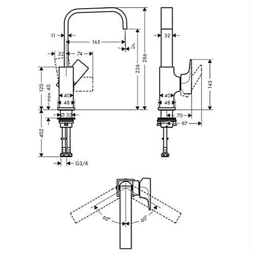 Змішувач для раковини Hansgrohe Metropol, 32511000