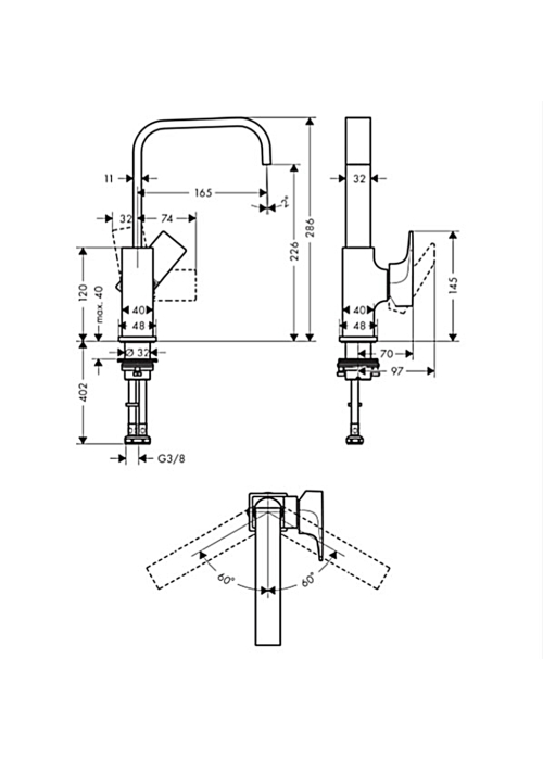 Смеситель для раковины Hansgrohe Metropol, 32511000