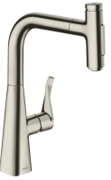 Змішувач для кухні Hansgrohe Metris Select 240 2jet з висувним зливом Stainless Steel Finish 73822800