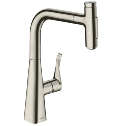 Змішувач для кухні Hansgrohe Metris Select 240 2jet з висувним зливом Stainless Steel Finish 73822800