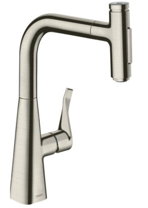 Змішувач для кухні Hansgrohe Metris Select 240 2jet з висувним зливом Stainless Steel Finish 73822800