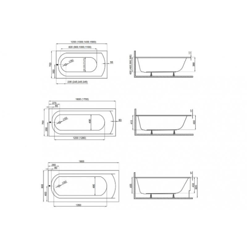 Ванна акрилова Polimat CLASSIC SLIM 180x80 00439