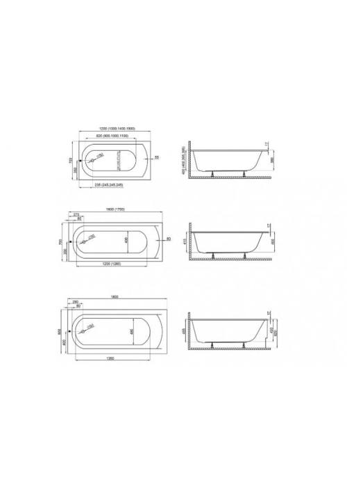 Ванна акрилова Polimat CLASSIC SLIM 180x80 00439