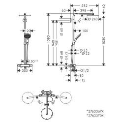 Душова система Hansgrohe Raindance Select S Showerpipe 240 1jet із термостатом, білий матовий 27633700