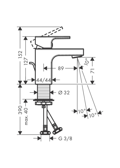 Змішувач для раковини Hansgrohe Vernis Shape 71560670 чорний.