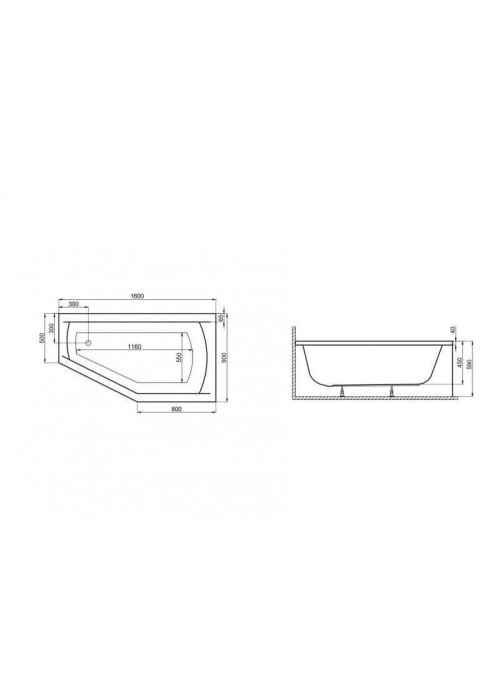 Ванна акрилова Polimat SELENA 150x90 права 00385