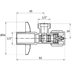 Кутовий вентиль G1/2-G1/2, AV01