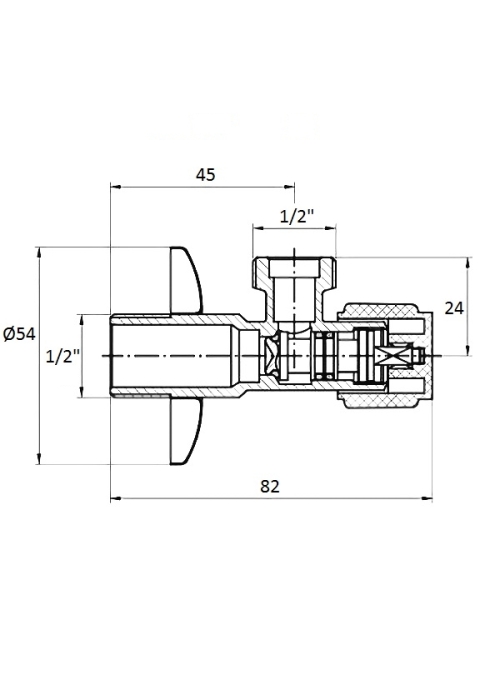 Кутовий вентиль G1/2-G1/2, AV01