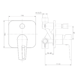 Смеситель скрытого монтажа для душа IMPRESE BRECLAV, VR-10245WZ