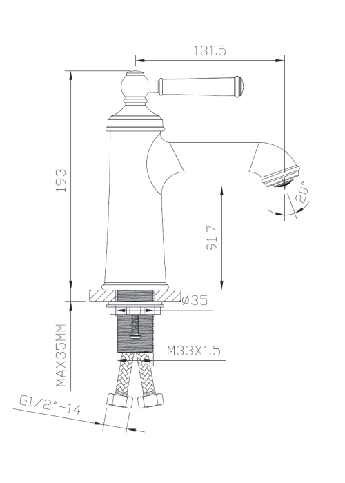 Змішувач для раковини IMPRESE HYDRANT,сатин, ZMK031806010