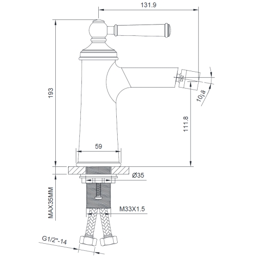 Змішувач для біде IMPRESE HYDRANT, сатин, ZMK031806070