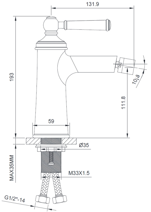 Змішувач для біде IMPRESE HYDRANT, сатин, ZMK031806070