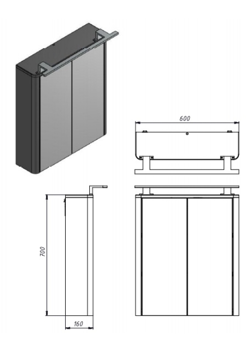 Дзеркальна шафа Ювента Livorno LvrMC-60 структурна біла Livorno LvrMC-60 Structural White